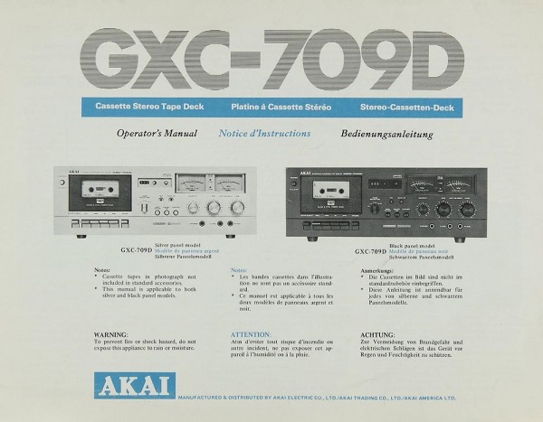 Akai GXC-709 D Bedienungsanleitung