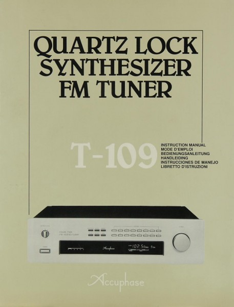 Accuphase T-109 Operating Instructions