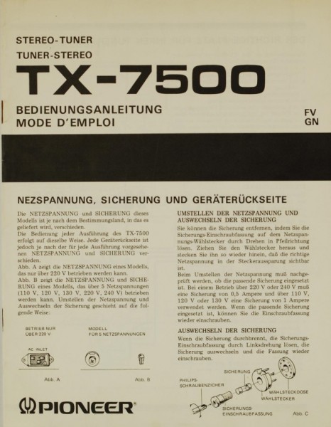 Pioneer TX-7500 Bedienungsanleitung