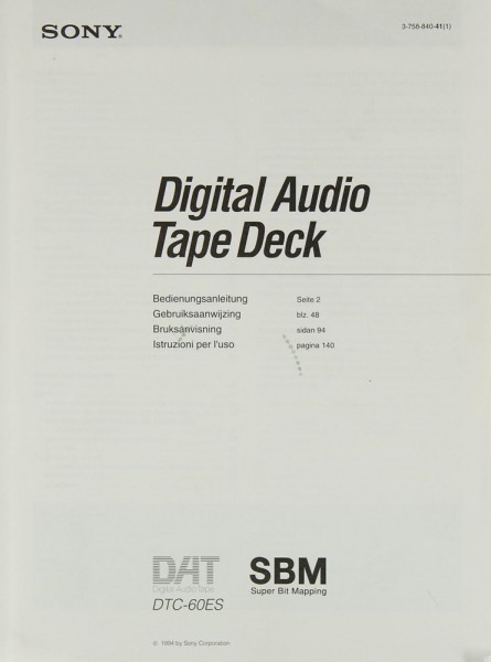 Sony DTC-60 ES Manual