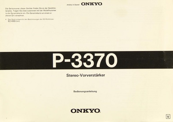 Onkyo P-3370 Manual