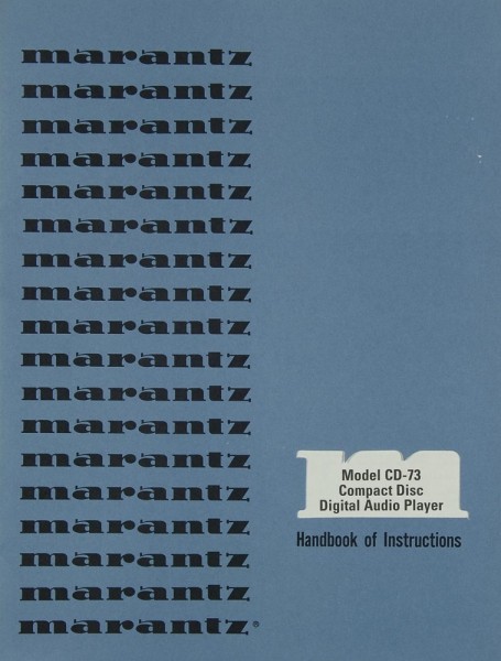 Marantz CD-73 Manual