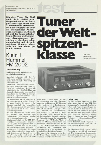 K + H FM 2002 Testnachdruck