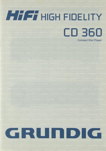 Grundig CD 360 Manual