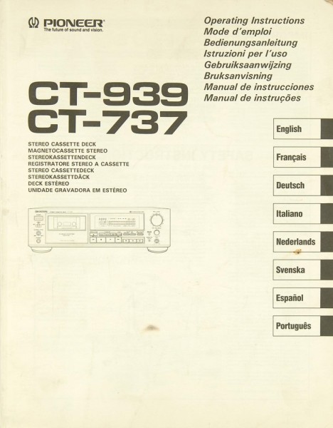 Pioneer CT-939 / CT-737 Manual