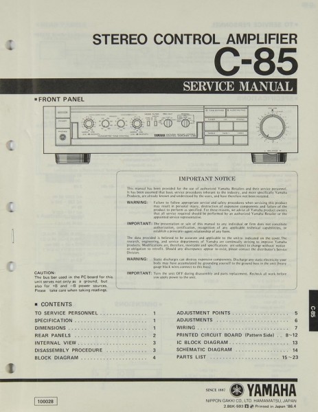 Service Manual-Anleitung für Yamaha C-4 