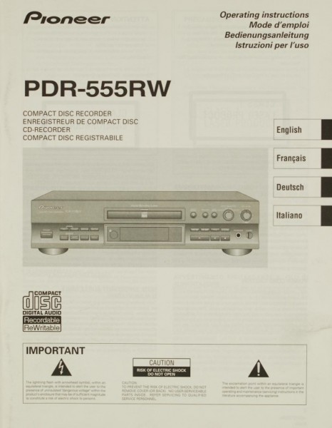 Pioneer PDR-555 RW Operating Instructions
