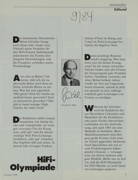 Stereoplay 9/1984 Zeitschrift
