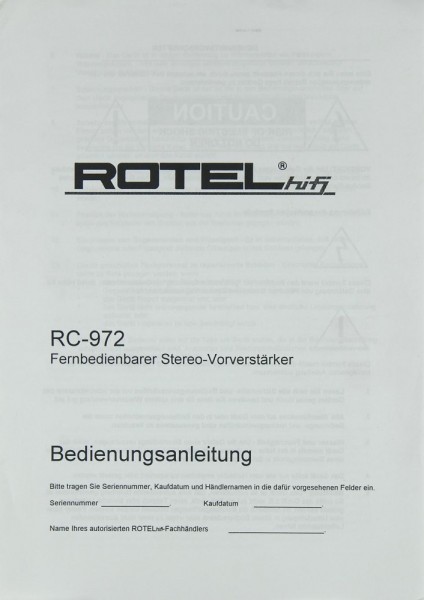 Rotel RC-972 Bedienungsanleitung