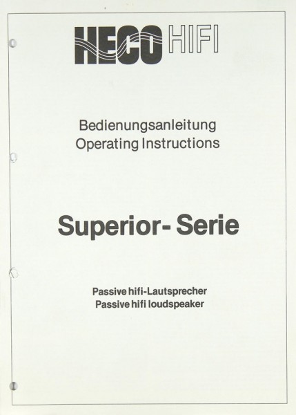Heco Superior Serie Bedienungsanleitung