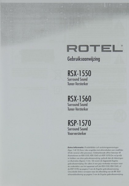 Rotel RSX-1550 / RSX-1560 / RSP-1570 Manual