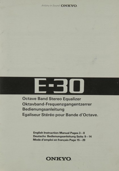 Onkyo E-30 Bedienungsanleitung