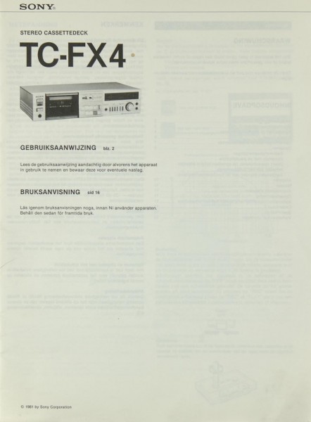 Sony TC-FX 4 Bedienungsanleitung