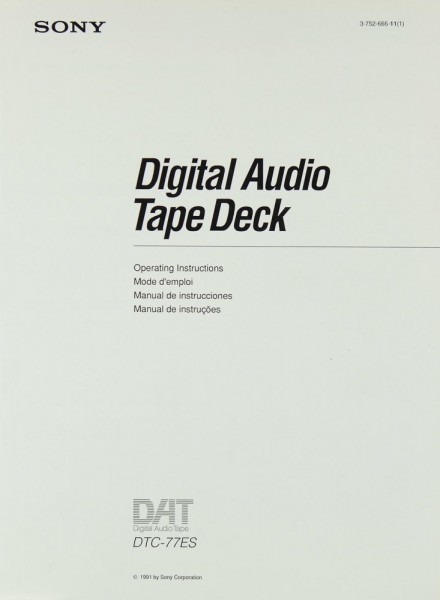 Sony DTC-77 ES Manual