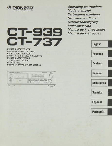 Pioneer CT-939 / CT-737 Operating Instructions