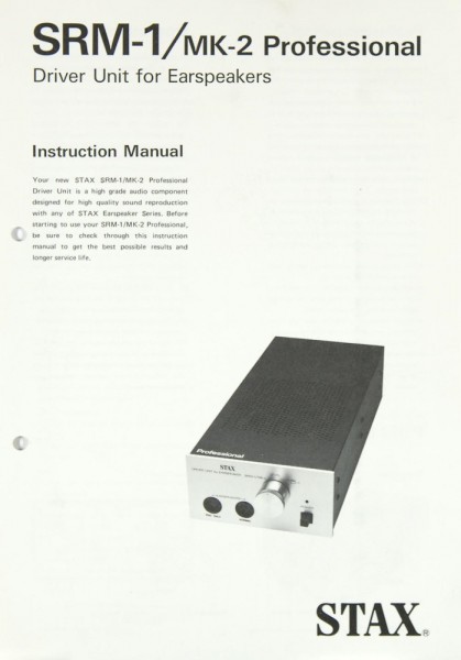 Stax SRM-1 MK-2 Professional User Manual