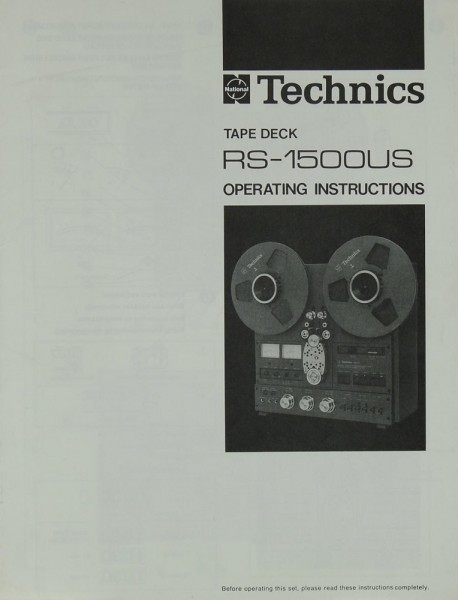 Technics RS-1500 US Manual