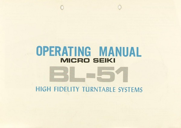 Micro Seiki BL-51 Manual
