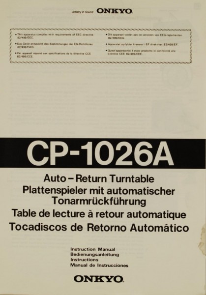Onkyo CP-1026 A Bedienungsanleitung