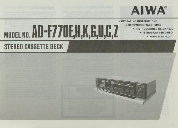 Aiwa AD-F 770 E/H/K/G/U/C/Z Operating Instructions
