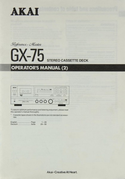 Akai GX-75 Operating Instructions